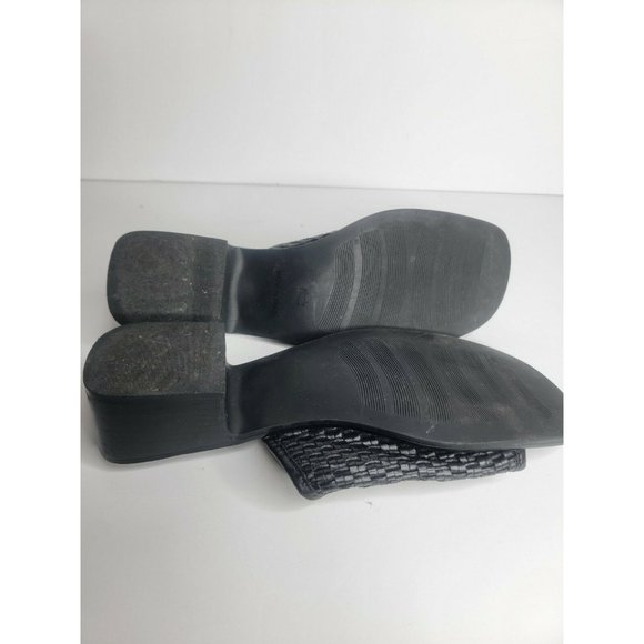 Nicole Womens Slip ons Sandals Black Woven Strap Chunky Heel - Picture 7 of 8